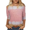 thumbnail image 2 of Babysbule Womens Tops Fashion Women's Fashion Printed T-shirt Mid-length 3/4 Sleeves Blouse Round Neck Casual Tops, 2 of 5