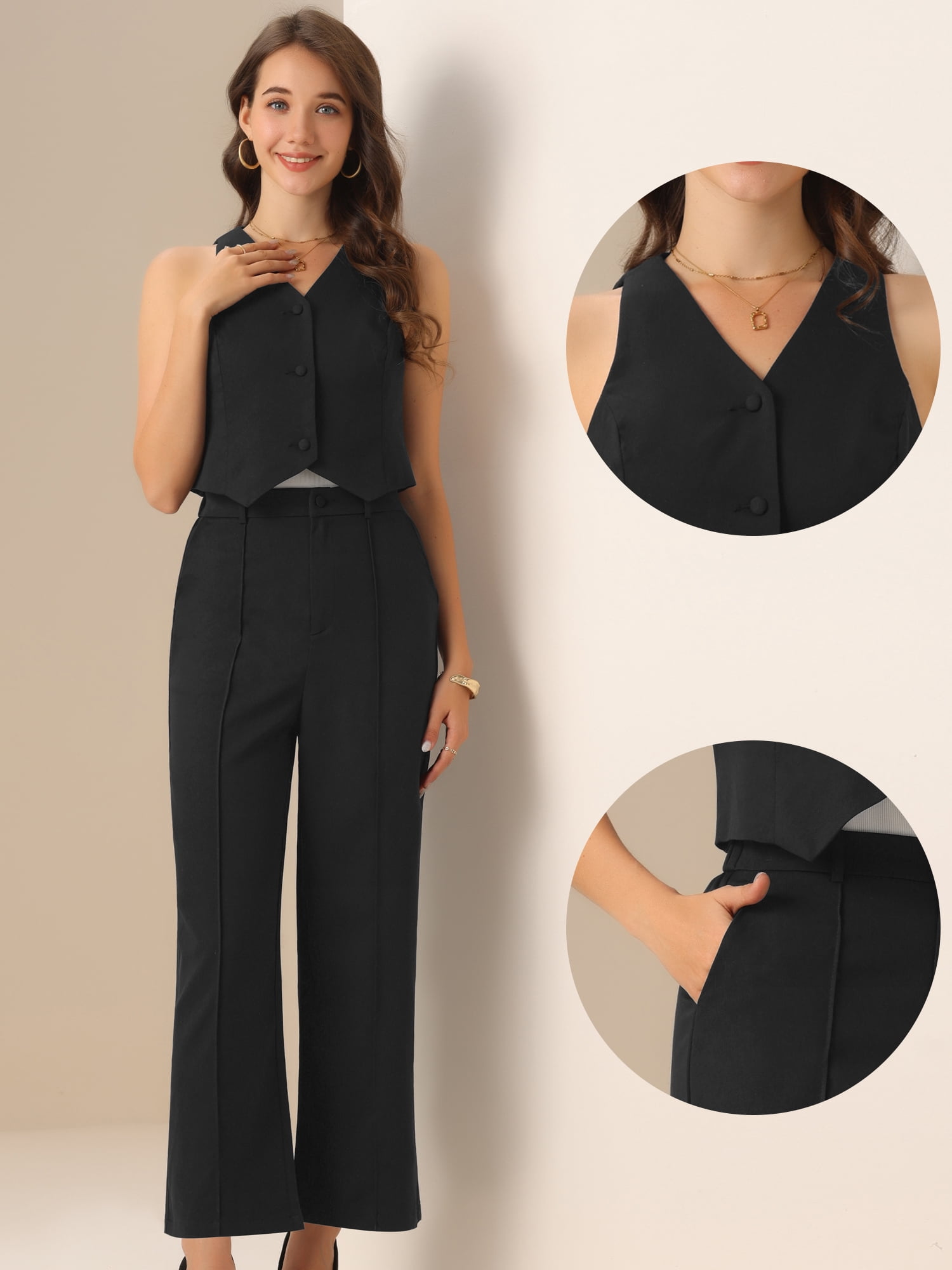 DARING DIVA Women's Dressy Two Piece Business Outfits XL Black