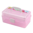 thumbnail image 1 of MasteelfCA Craft Storage Container Box Portable Multi-function Painting Box with Three Layers (Pink), 1 of 7