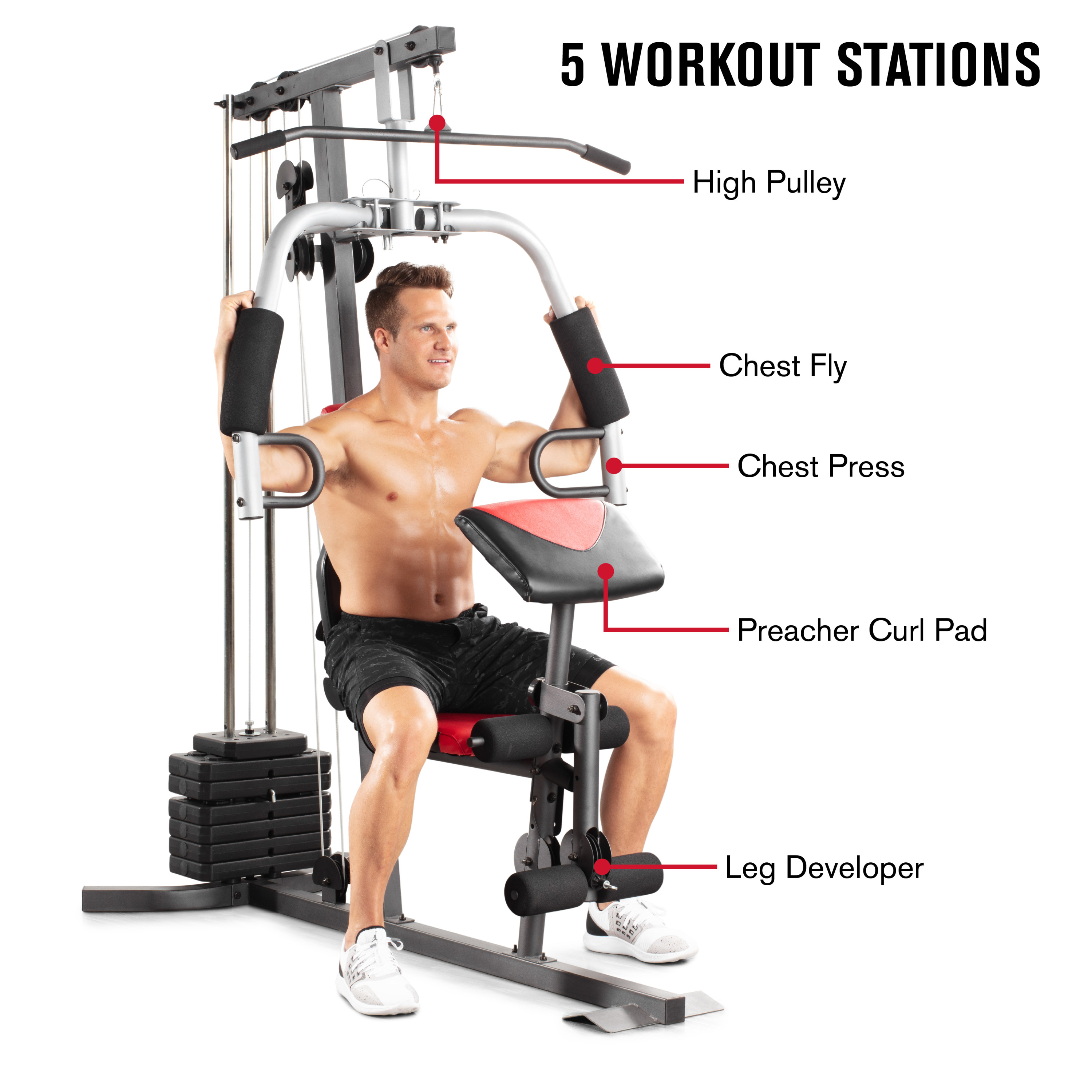 Weider 2980 X Home Gym System with 80 Lb. Vinyl Weight Stack - image 4 of 26