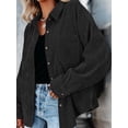 thumbnail image 6 of Women'S Corduroy Button Down Shirts Boyfriend Long Sleeve Oversized Blouses Tops Black XXL, 6 of 8