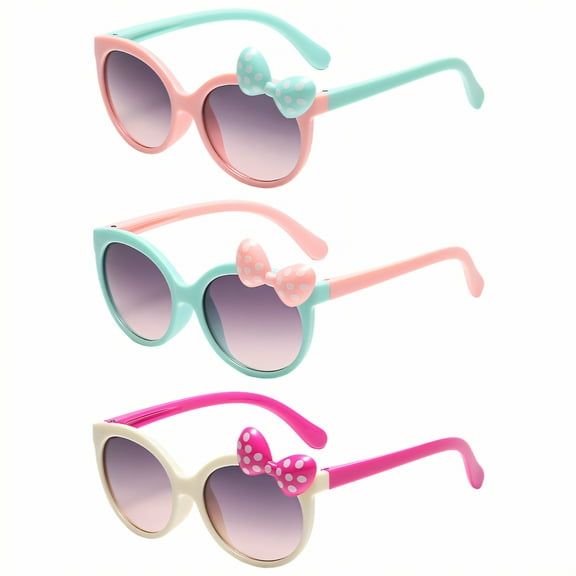 GJX 3Pcs Baby Sunglasses,Efficient Uv Protection Lenses Toddler Sunglasses Age 2-4,Bowknot Little Princess Shape Infant Sunglasses,Style1