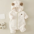 thumbnail image 6 of Baby Boy Jumpsuit White Onesies Long Sleeve Zipper Hooded Jumpsuit with Bear Ears Snowsuit New Born Clothes Baby Boy 18-24 Months, 6 of 9