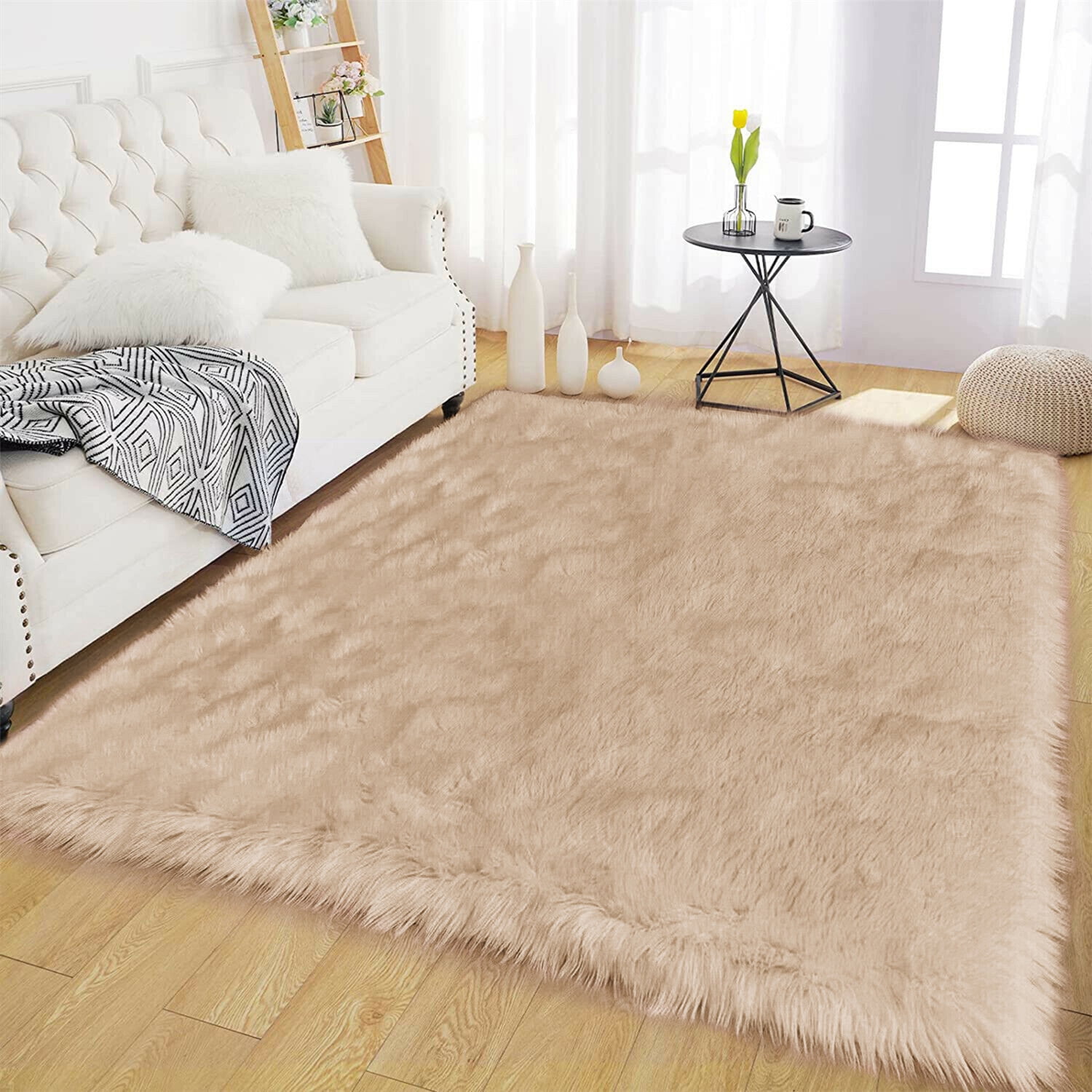 Latepis Beige Washable Rugs 4x6 Rug for Living Room Fluffy Carpet Rug
