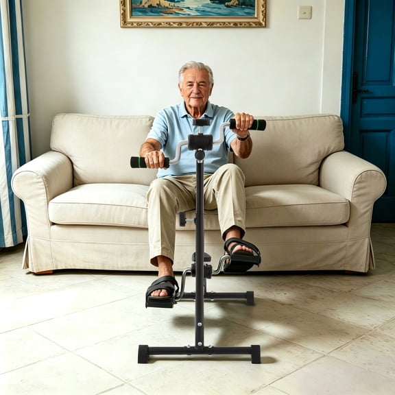 Mini Exercise Bike Adjustable Strength Silent Bicycle 16.54x16.54x39.37in Rehabilitation Bike for the Elderly
