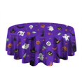 thumbnail image 5 of Halloween Purple Spider Web Pattern Round Tablecloth 60"x60",Wrinkle Wipeable Table Cloth for Kitchen Dining Room Picnic Patio Party, 5 of 6