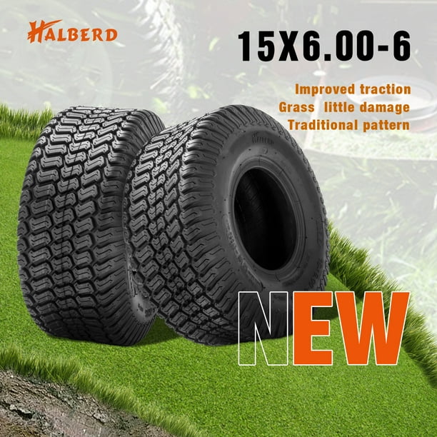 2 Pack 15x6.00-6 Lawn & Garden Tire 4PR 15x6x6 Mower Turf Tires ...