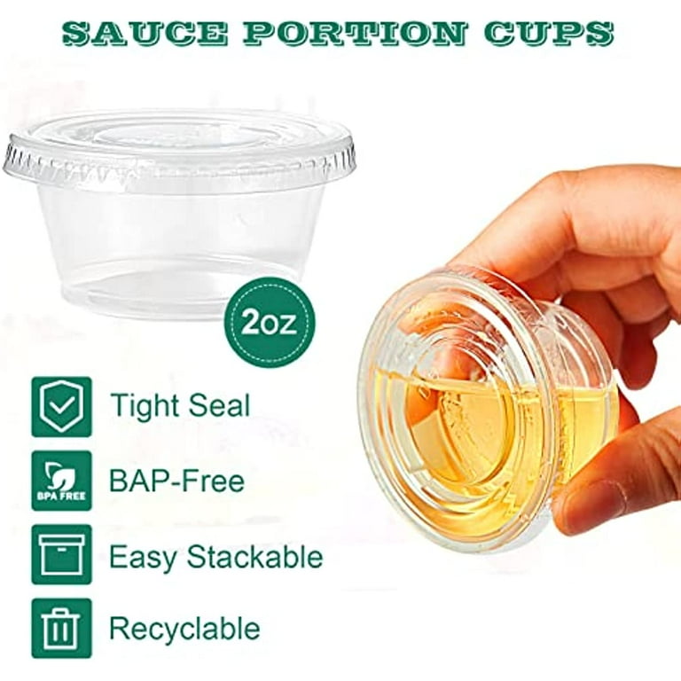 100Pcs Small Plastic Sauce Cups Food Storage Containers Clear Boxes with Lid