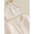 thumbnail image 6 of GXFC Preemie Boys Girls Fall Clothes 3M 6M Newborn Boys Long Sleeve Zipper One Piece Jumpsuits Bodysuit with Hat Outfits Autumn Clothing for Infant Boys, 6 of 9