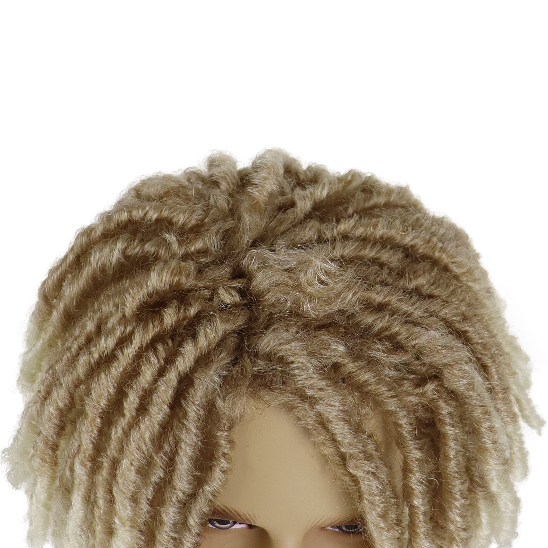 Short Dreadlocks Wigs for Men Ombre Blonde Curly Braided Wig with Bangs