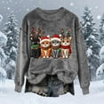 thumbnail image 2 of Women's Fuzzy Christmas Sweatshirt Long Sleeve Crewneck Print Holiday Pullover Top Gray-3 S, 2 of 4