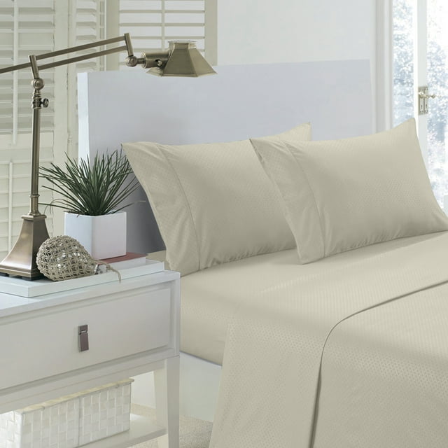 Pentagon Collection 1800 Series Wrinkle Resistant Embossed Sheet Set (Full, Ivory)