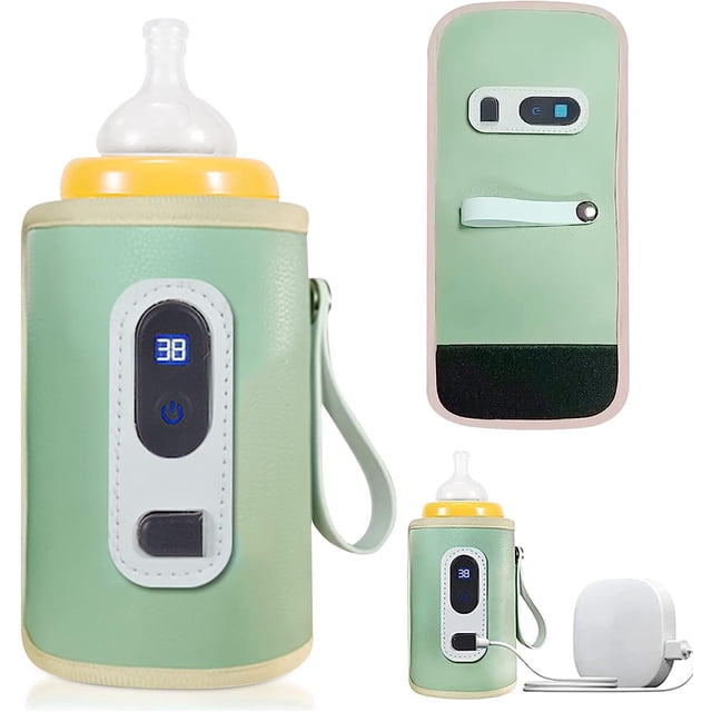 Calentador de biberones - Verde, Calentador de biberones USB, Calentador de biberones portátil con 5 configuraciones de temperatura, Calentador de leche y Calentador de alimentos para bebé