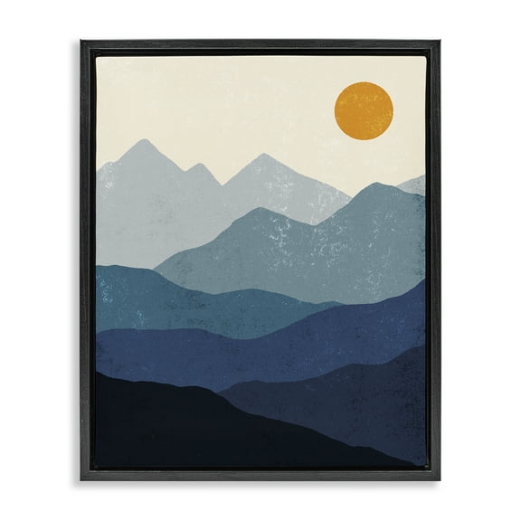 Stupell Industries The Dawn Over Mountains Abstract Painting Black Floater Framed Canvas Art Print Wall Art, 17 x 21