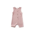 thumbnail image 6 of Qmyliery Baby Summer Romper, Solid Color Sleeveless Round Neck Button Closure Ribbed Jumpsuit, 6 of 8