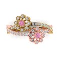 thumbnail image 2 of 0.5 ct Brilliant Round Cut VVS1 Pink Zircon 14k Yellow Rose Solid Gold Halo Solitaire with Accents Wedding Bridal Anniversary Engagement Ring size 9.5, 2 of 7