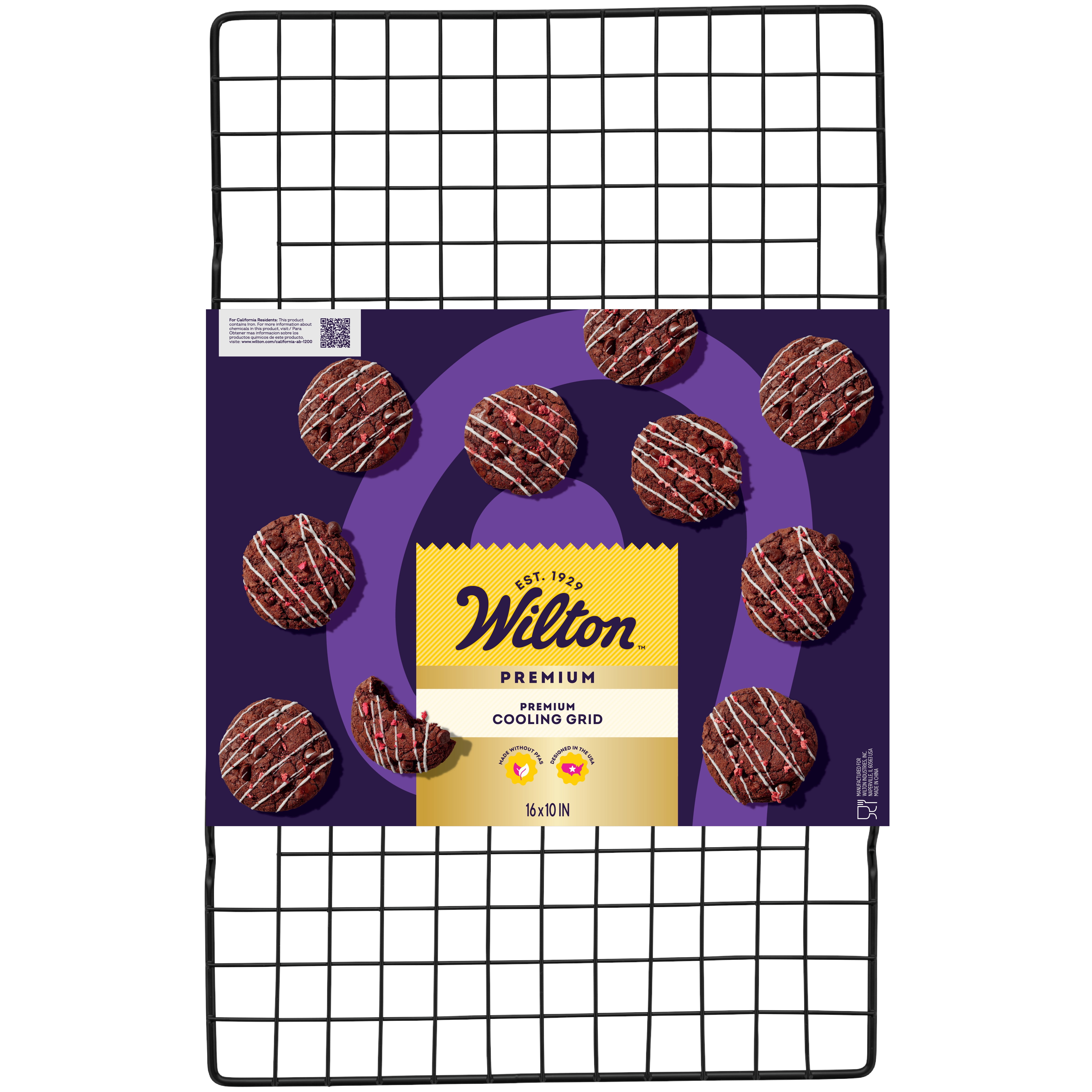 (4 pack) Wilton Premium Rectangular Cooling Grid Rack Checkered Grid 16" Length x 10" Width, Packaging May Vary