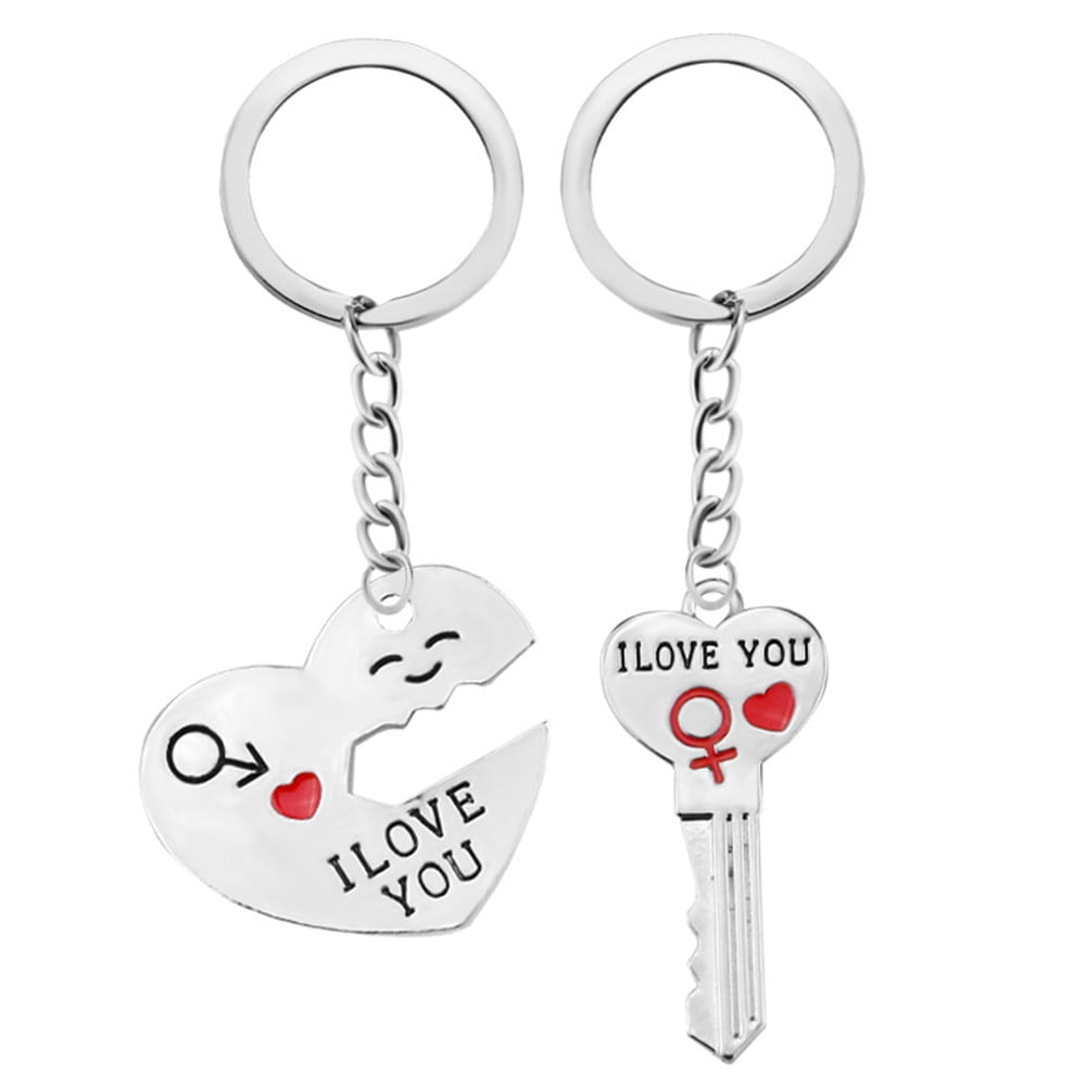Day Keyfob Keychain Key Set Couple Heart Valentine's Lover Gift Romantic Keyring 