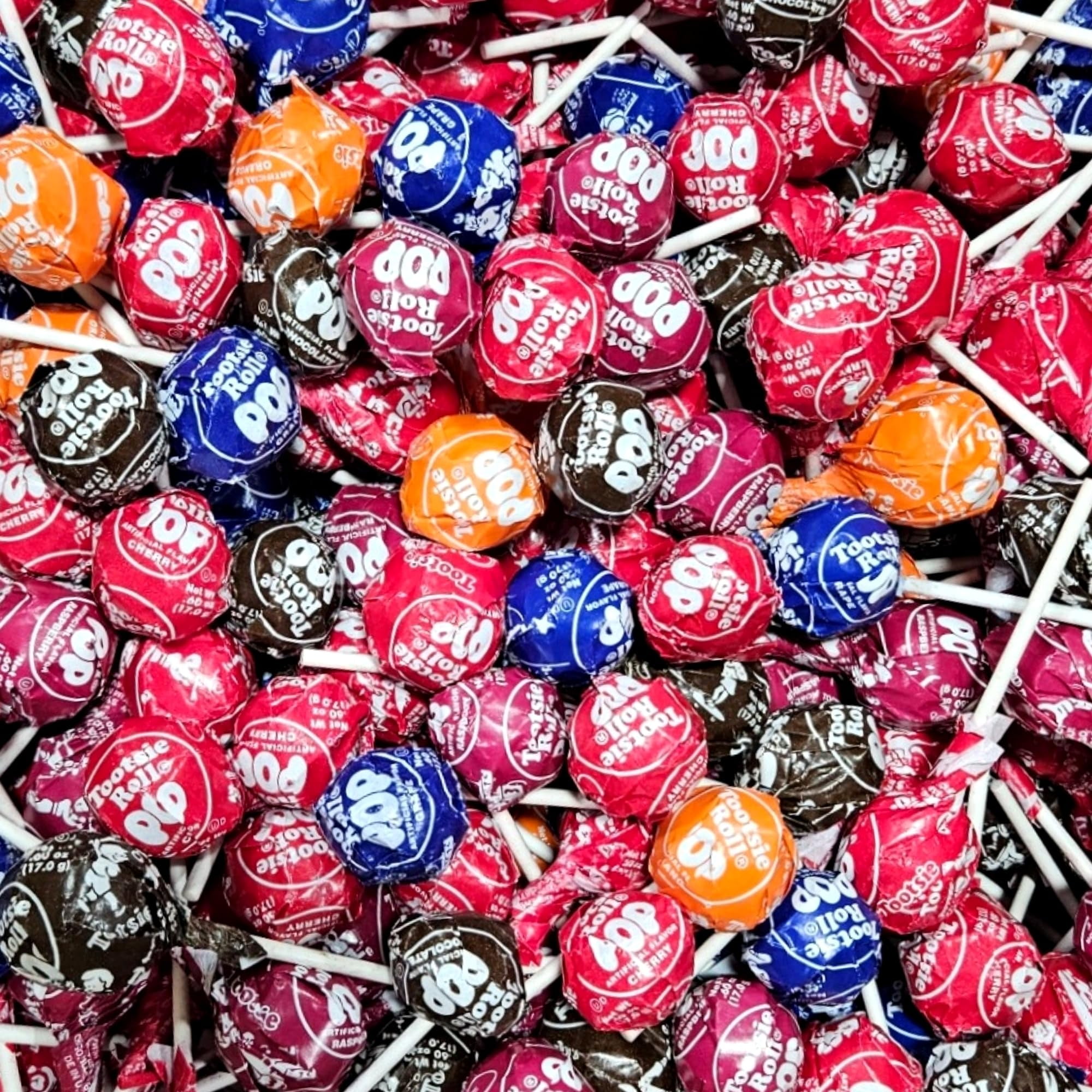 Tootsie Roll Chocolate Candy Filled Lollipops Bulk Value Pack   | Cherry, Chocolate, Grape Orange, Raspberry | 3 Pounds