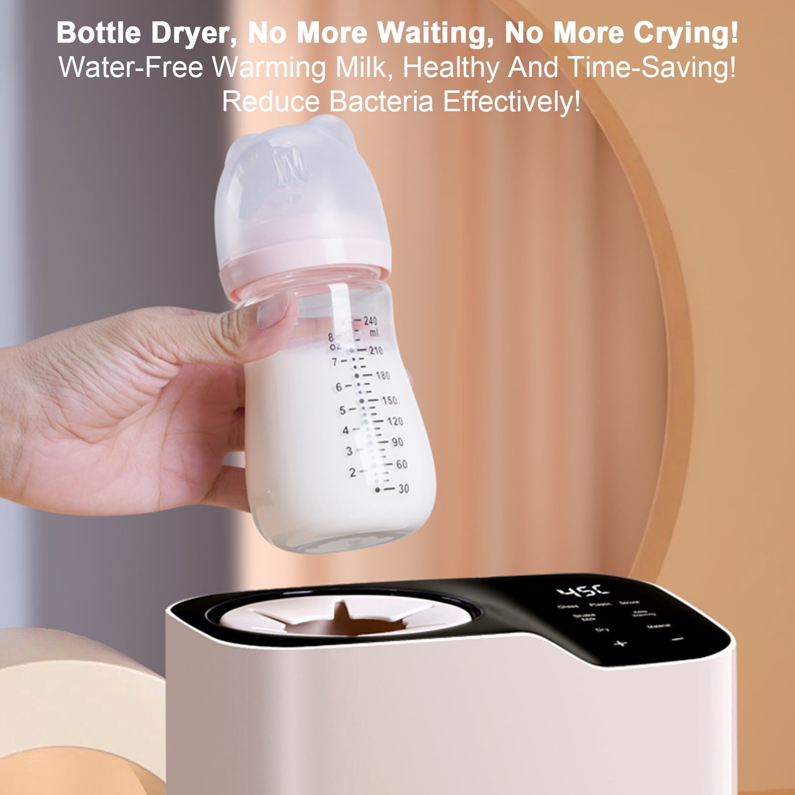 Anvazise Milk Warmer with Thermostatic Feeding Waterless Heating Rotary Heating Easy to Use Universal Baby Bottle Warmer
