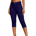 thumbnail image 2 of Asgosdo Women Capris Pants Botton High Waisted Solid Color Slim Fit Pants Cusual Stretchy Going Out with Pockets, 2 of 5