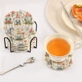 thumbnail image 5 of Haosy Set of 6 Drink Woven Coaster with Holder Heat Resistant Non-Slip Bar Coasters 4 Inches Dwarfs Flowers Plants, 5 of 7
