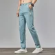 thumbnail image 3 of Pantalones casuales rectos y frescos para hombre, pantalones holgados y refrescantes para oficina, para hombre, pantalones de negocios de verano, de seda fina, nuevos en talla grande de algodón, 3 of 5