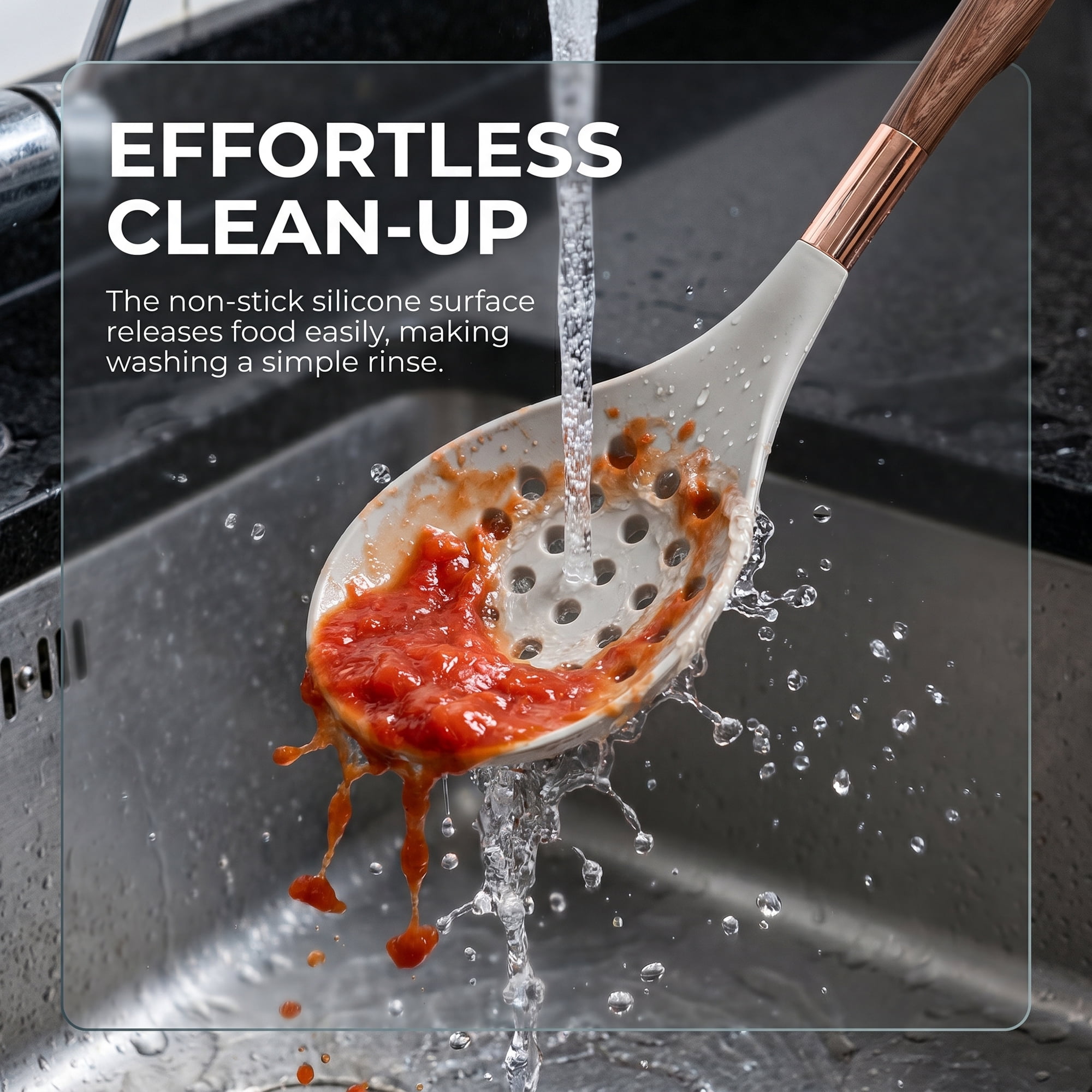 Unique Bargains Durable Silicone Heat Resistant Spoon for Cookware Scoop 13.6"x3.3"
