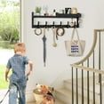 thumbnail image 4 of Coat Rack Wall Mount with Shelf, 27.5" Entryway Wall Hanging Shelf, Coat and Key Hanger with 10 Dual Hooks, Mail Organizer and Key Holder Hat Rack for Wall, Wood Coat Hooks with Storage, 4 of 14