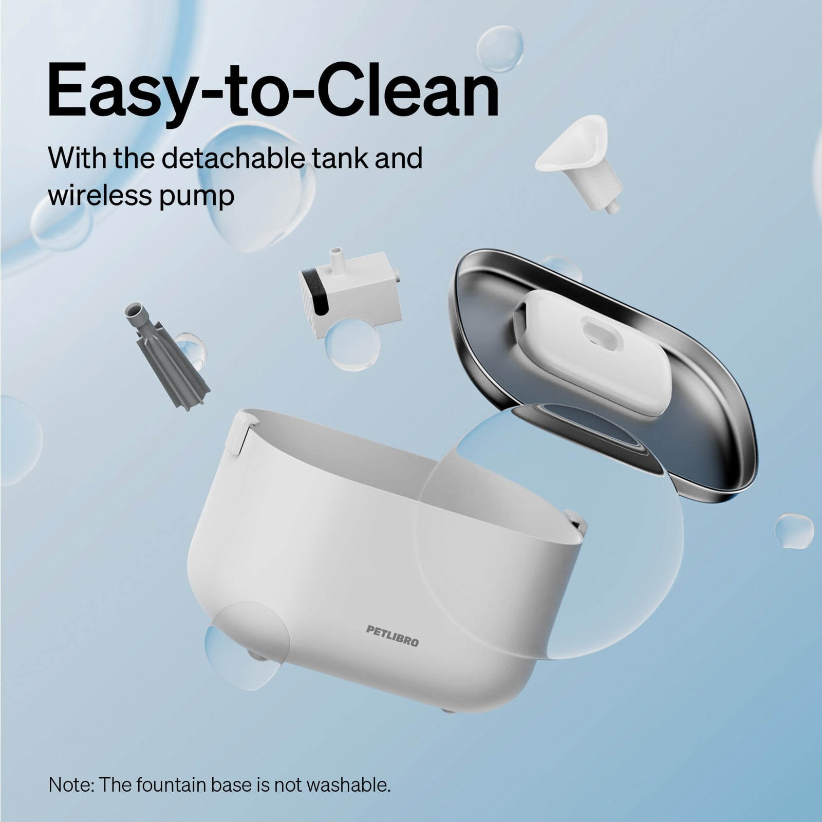 Petlibro Dockstream Cat Water Fountain with App Control, 2.5L/84oz stainless steel water fountain for cats, Bundle with 4 Pack Replacement Filters，White