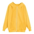 thumbnail image 7 of GPOECD Plus Size Womens Zip Up Hoodies with Pockets Long Oversized Front Zipper Casual Comfy Hooded Sweatshirt Fall Winter Yellow,XXL, 7 of 7