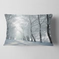 thumbnail image 2 of Designart Winter Country Lane on Frosty Morning - Forest Throw Pillow - 12x20, 2 of 5