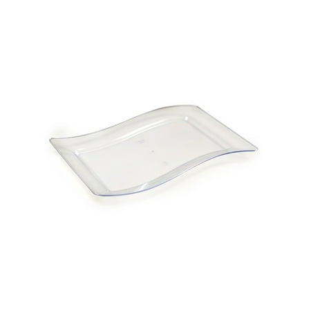 

7 1/2 W x 12 L Wave Shape Rectangular Black Plastic Luncheon Plates 10/PK Pack of 12
