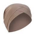 thumbnail image 2 of TODOZO Women Headwrap Turban Chemo Cancer Headwear African Headwrap Hair Pre-Tied Turbans Fashion Head Covering Hat Turban Muslim Women Solid Cap Ruffle Wrap Baseball Caps Khaki One Size, 2 of 2