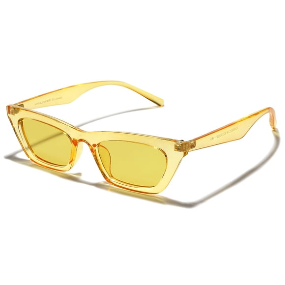 Gafas de Sol VANLINKER Pequeñas, Estrechas y de Ojo de Gato, Lente Amarilla
