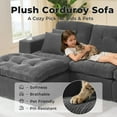thumbnail image 2 of Fnkosi Sectional Sofa Modern Modular Cloud Couch with Deep Seating Upholstered Sofa for Living Room Bedroom, Corduroy Upholstery, Gray, 2 of 10