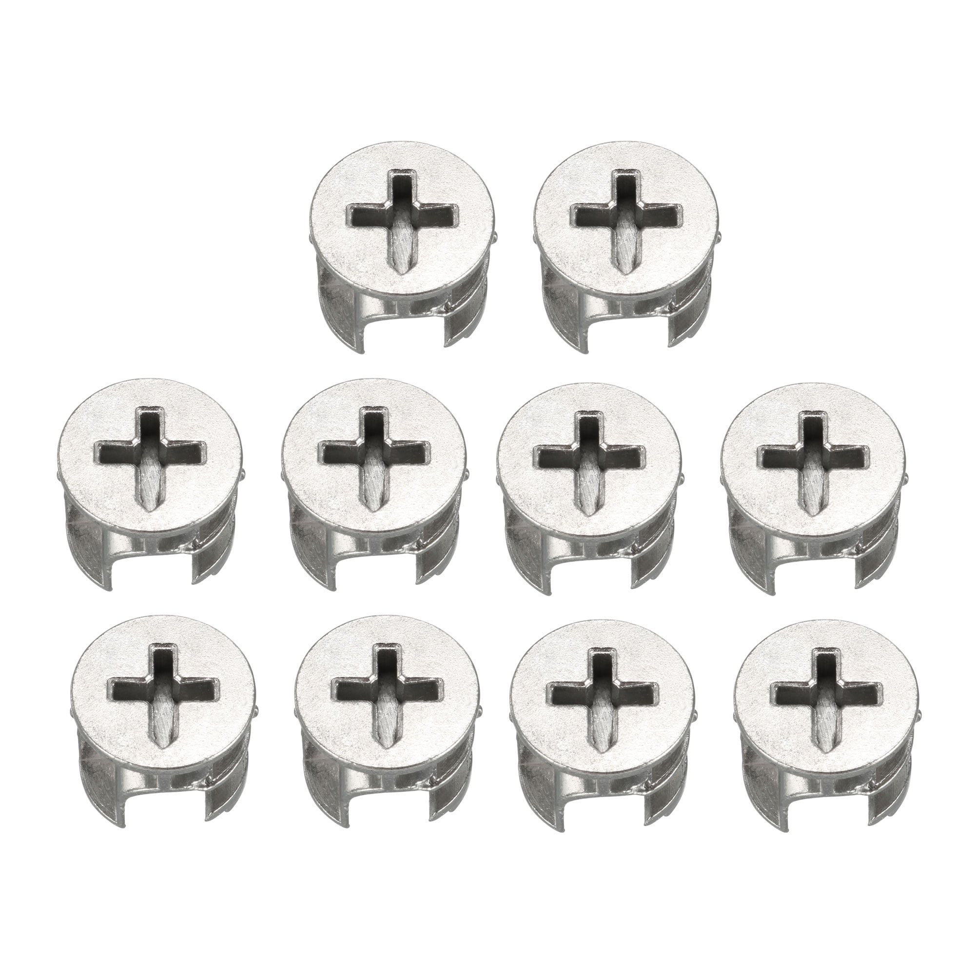 15mm Dia Furniture Connecting Cam Lock Fittings Silver Tone 10pcs