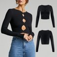 thumbnail image 2 of Vedolay Women Blouse Long Sleeve Button Down Casual Tops 2023 Black,L, 2 of 5