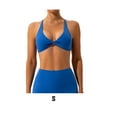 thumbnail image 3 of Langgg 1 Set Chinlon Nylon Sports Underwear Solid Color Replacement Breathable Wire Free Running Jogging Bodybuilding Vest Bra Blue S, 3 of 5