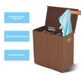 thumbnail image 3 of Gymax Double Laundry Hamper Storage Collapsible Basket Organizer Lid Mesh Bags Brown, 3 of 10