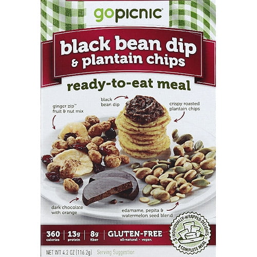 GoPicnic Black Bean Dip & Plantain Chips ReadytoEat Meal, 4.2 oz