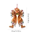 thumbnail image 3 of Gingerbread Christmas Character Bow Ornament, Fabric Hanging Decoration with Cartoon Face and Festive Bow Tails for Christmas Tree Door Wreath Wall Holiday Home Decor, 9.06 Inch, 3 of 6