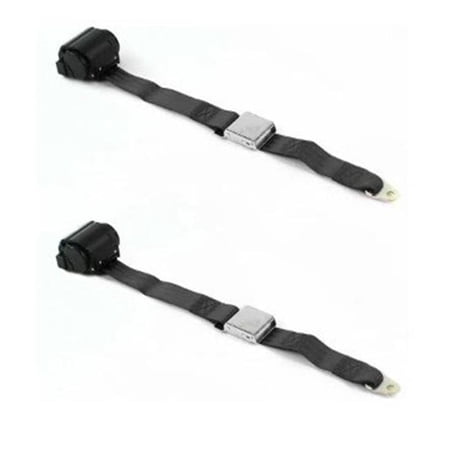 SafeTBoy Airplane 2 Point Black Retractable Bucket Seat Belt Kit with Bracketry & 2 Belts for 1967-1972 Chevy Truck