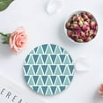 thumbnail image 4 of FMSHPON Modern Square Lattice Geometric Pattern White Set of 8 Round Coaster for Drinks, Absorbent Ceramic Stone Coasters Cup Mat with Cork Base for Home Kitchen Room Coffee Table Bar Decor, 4 of 6