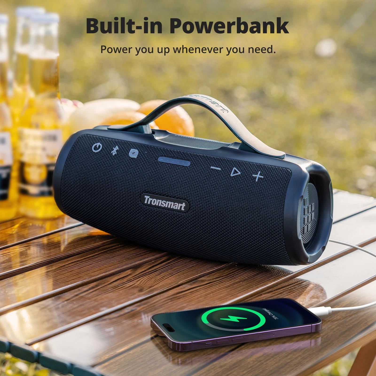 Tronsmart Mirtune S100 Portable Bluetooth Outdoor Speaker, Powerful 50W Sound and Enhanced Bass, 20H Playtime, IPX7 Waterproof-Black