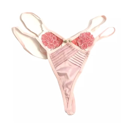 VS For Love And Lemons Sylvie Thong Panty Pink, Small NWT