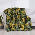thumbnail image 3 of Honeii Sunflowers print throw blanket, crafted from cozy cotton flannel, offers versatile home decor as a bedding suitable for all seasons.-60"x50", 3 of 6