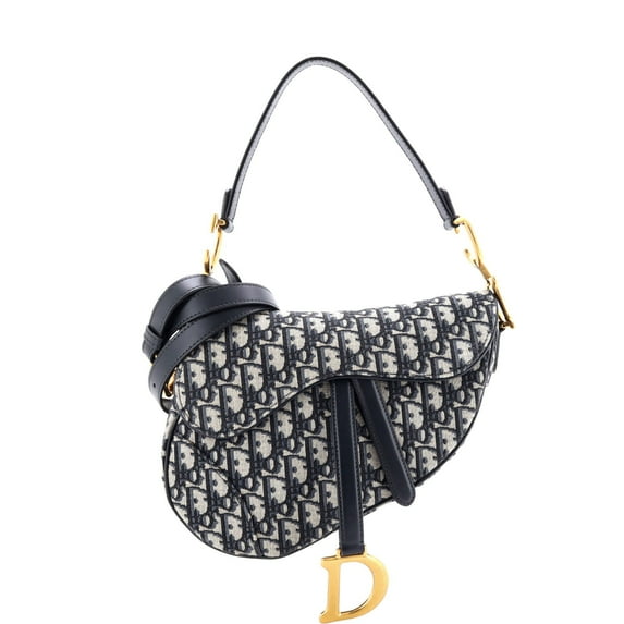 Pre-Owned Saddle Handbag with Strap Oblique Canvas Medium By Rebag
