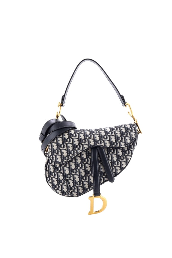 Pre-Owned Saddle Handbag with Strap Oblique Canvas Medium By Rebag