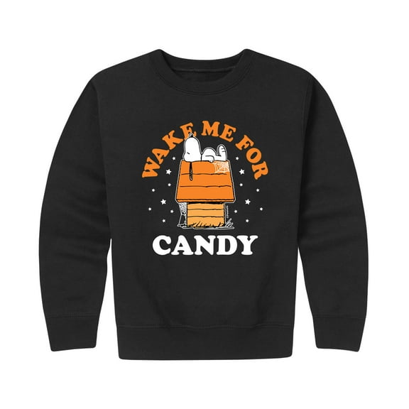 Peanuts - Wake Me For Candy - Toddler And Youth Crewneck Fleece Sweatshirt